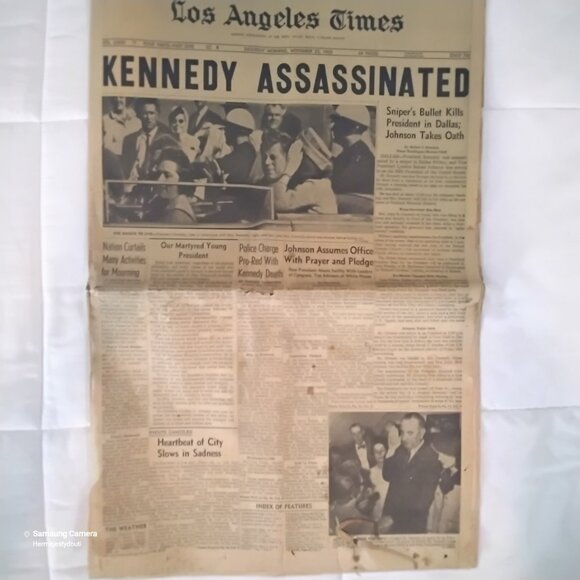 KENNEDY ASSASSINATED Original L.A. Times Newspaper Cover Nov. 23, 1963 Vintage - Picture 2 of 4